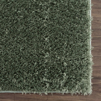 Faina Solid Green Shag Rug Washable Rugs TriadCommerceInc