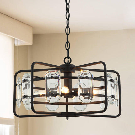 4-Light Golden Black Modern Crystal Pendant Light Home Decor > Lighting > Ceiling Lights > Pendant Lights TriadCommerceInc