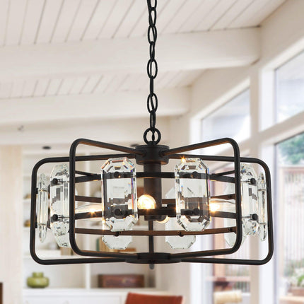 4-Light Golden Black Modern Crystal Pendant Light Home Decor > Lighting > Ceiling Lights > Pendant Lights TriadCommerceInc