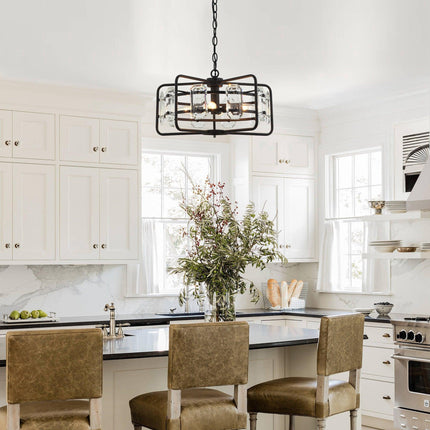 4-Light Golden Black Modern Crystal Pendant Light Home Decor > Lighting > Ceiling Lights > Pendant Lights TriadCommerceInc