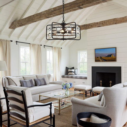 4-Light Golden Black Modern Crystal Pendant Light Home Decor > Lighting > Ceiling Lights > Pendant Lights TriadCommerceInc