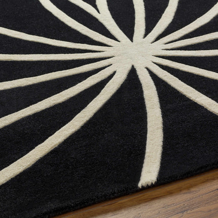 Davison Black Geometric Wool Carpet - Promo Rugs TriadCommerceInc