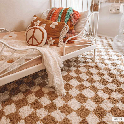 Kieu Mustard & Ivory Checkered Area Rug Rugs TriadCommerceInc