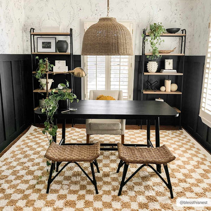 Kieu Mustard & Ivory Checkered Area Rug Rugs TriadCommerceInc