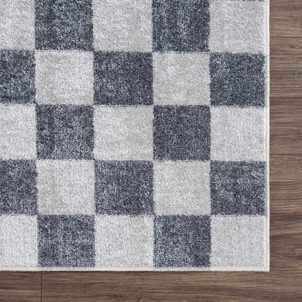 Alie Blue Gray Checkered Washable Rug Rugs TriadCommerceInc