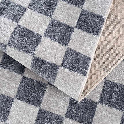 Alie Blue Gray Checkered Washable Rug Rugs TriadCommerceInc