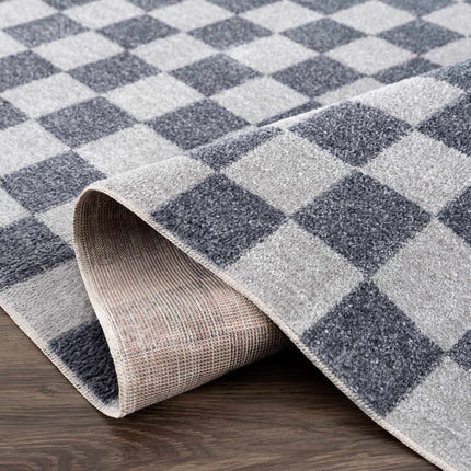 Alie Blue Gray Checkered Washable Rug Rugs TriadCommerceInc