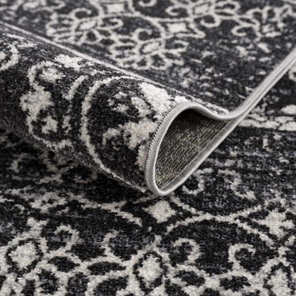 Kahraman Black&White Floral Washable Area Rug Rugs TriadCommerceInc