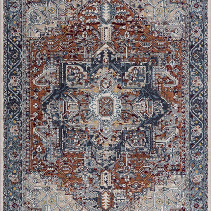 Cabacungan Blue & Rust Washable Area Rug - Clearance Rugs TriadCommerceInc