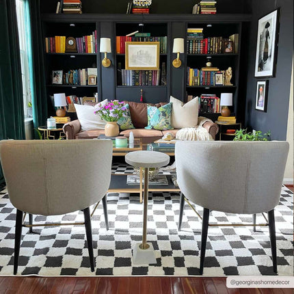 Lajos Black & White Checkered Area Rug Rugs TriadCommerceInc