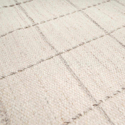 Nissa Cream Checkered Wool Rug Rugs TriadCommerceInc