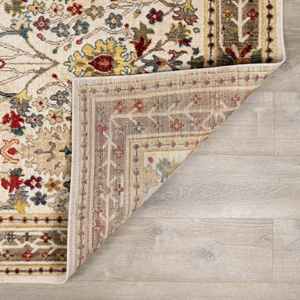 Neola White/Brown Damask Area Rug Rugs TriadCommerceInc