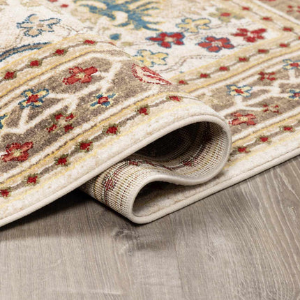 Neola White/Brown Damask Area Rug Rugs TriadCommerceInc