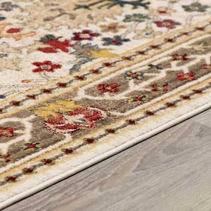 Neola White/Brown Damask Area Rug Rugs TriadCommerceInc