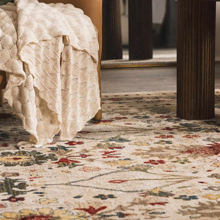 Neola White/Brown Damask Area Rug Rugs TriadCommerceInc