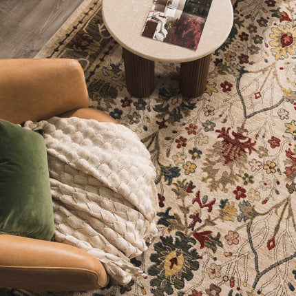 Neola White/Brown Damask Area Rug Rugs TriadCommerceInc