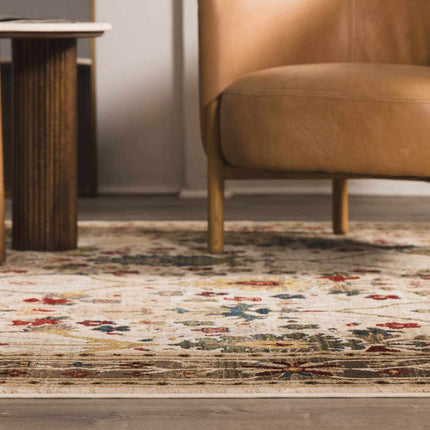 Neola White/Brown Damask Area Rug Rugs TriadCommerceInc
