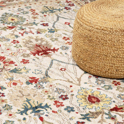 Neola White/Brown Damask Area Rug Rugs TriadCommerceInc