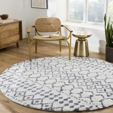 Navassa White/Gray Trellis Plush Rug Rugs TriadCommerceInc
