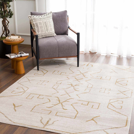 Azzan Cream & Gold Area Rug - Clearance Rugs TriadCommerceInc
