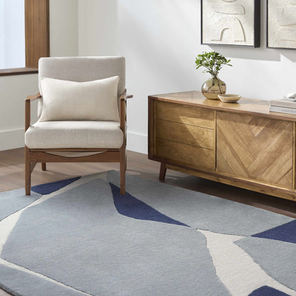 Robbins Modern Blue Wool Rug Rugs TriadCommerceInc