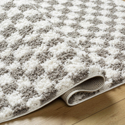 Kieu Taupe Checkered Plush Rug Rugs TriadCommerceInc