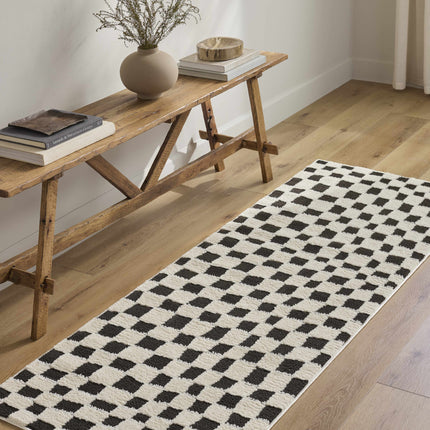 Lajos Black & White Checkered Area Rug Rugs TriadCommerceInc