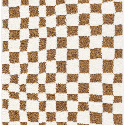 Lajos Brown Checkered Area Rug Rugs TriadCommerceInc