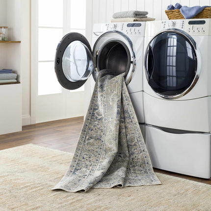 Rudo Blue Flat Pile Washable Rug