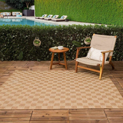 Kuval Checkered Brown Rug Rugs TriadCommerceInc