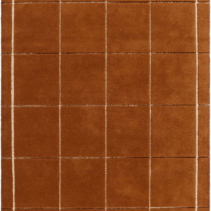 Siarl Burnt Orange Checkered Area Rug Rugs TriadCommerceInc