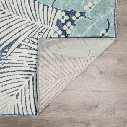 Thebarton Coastal Blue Palm Area Rug Rugs TriadCommerceInc