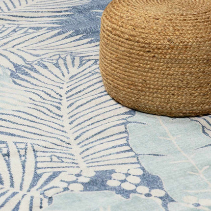 Thebarton Coastal Blue Palm Area Rug Rugs TriadCommerceInc 5'3" x 7'3" Rectangle