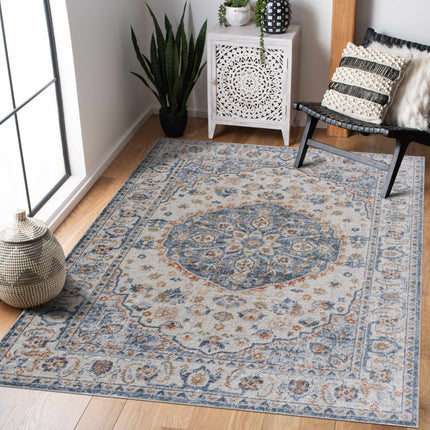 Blue Cream Hiti Washable area rug - Clearance Rugs TriadCommerceInc