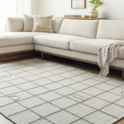 Tieve Black & White Grid Wool Rug Rugs TriadCommerceInc 5' x 7'6" Rectangle