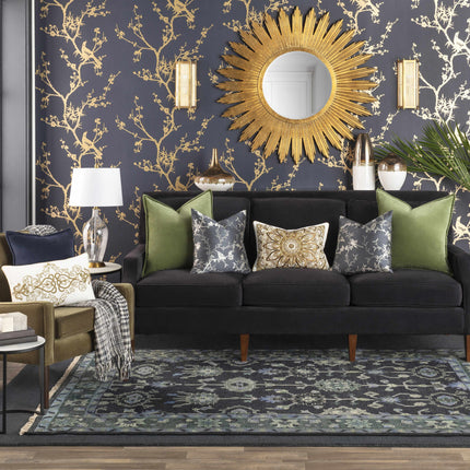Brockton Solid Wool Dark Blue Area Rug Rugs TriadCommerceInc