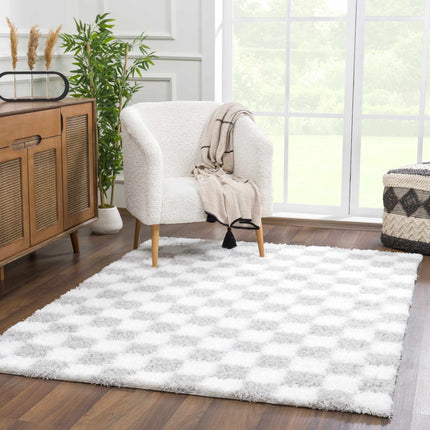 Atira Gray Checkered Area Rug Rugs TriadCommerceInc