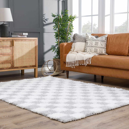 Atira Gray Checkered Area Rug Rugs TriadCommerceInc