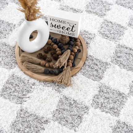Atira Gray Checkered Area Rug Rugs TriadCommerceInc