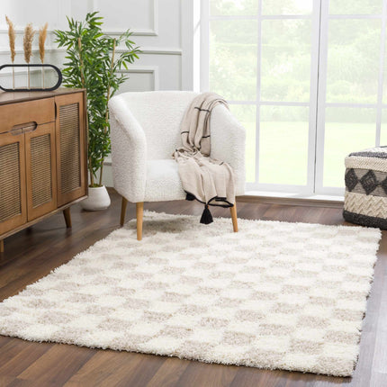 Atira Light Brown Checkered Area Rug Rugs TriadCommerceInc
