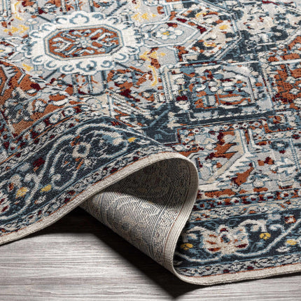 Cabacungan Blue & Rust Washable Area Rug - Clearance Rugs TriadCommerceInc