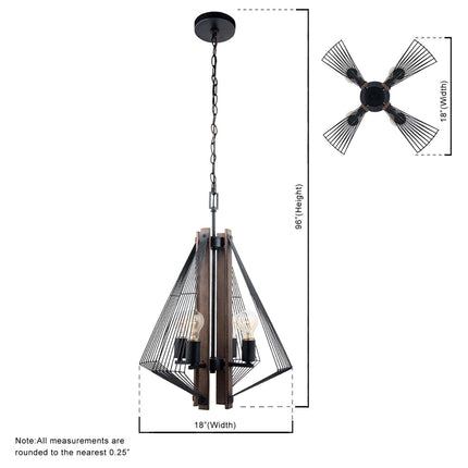 Zenith 4-Light Black Wood Dimmable Pendant Light 18-Inch Home Decor > Lighting > Ceiling Lights > Pendant Lights TriadCommerceInc