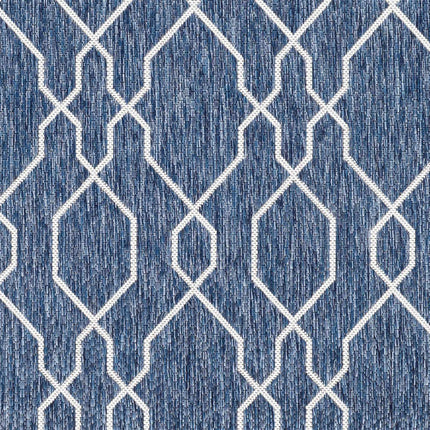 Aldford Denim Blue Trellis Outdoor Carpet Rugs TriadCommerceInc
