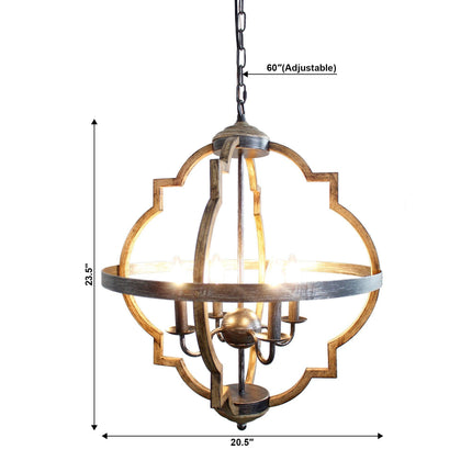 Bennington 4-Light Brown Wood Chandelier for Modern Homes TriadCommerceInc