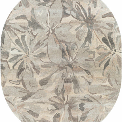 Ilfeld Athena Beige Floral Wool Rug Rugs TriadCommerceInc 8' x 10' Oval