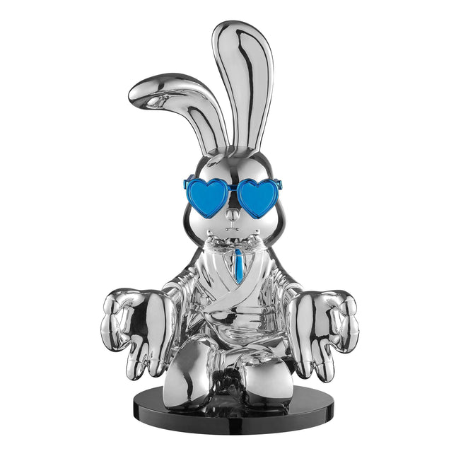 Sitting Rabbit with Blue Tie and Glasses Sculpture TriadCommerceInc