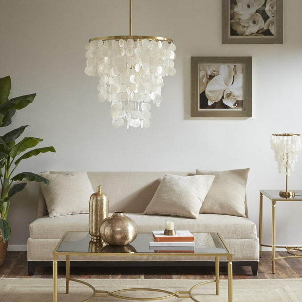 Layered Capiz Chandelier Home Decor > Lighting > Ceiling Lights > Chandelier TriadCommerceInc as Pic