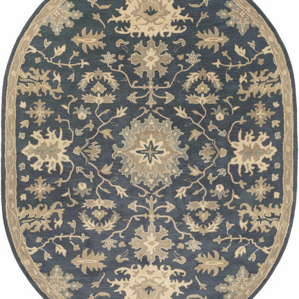 Caesar 1154 Navy Wool Rug Rugs TriadCommerceInc 8' x 10' Oval