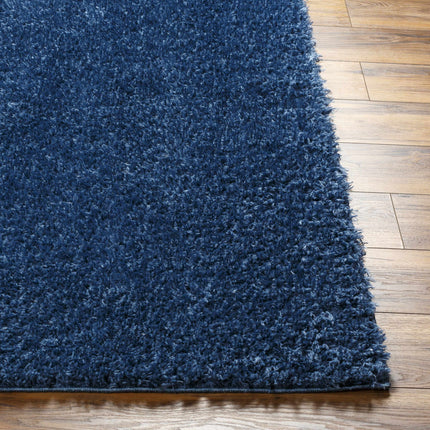 Faina Solid Dark Blue Shag Rug Washable Rugs TriadCommerceInc