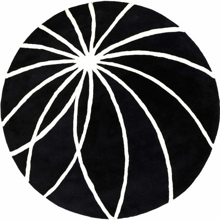 Davison Black Geometric Wool Carpet - Promo Rugs TriadCommerceInc 6' Round